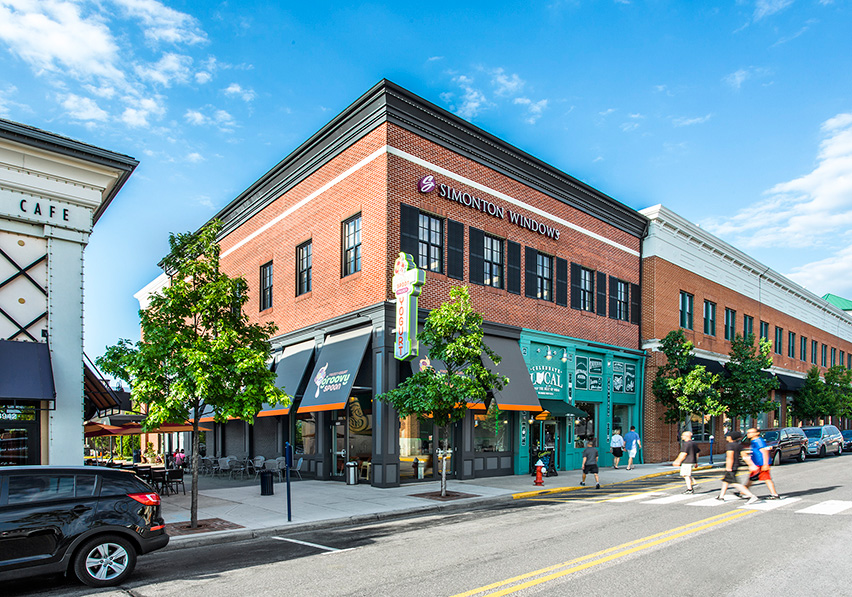 Street view of shops