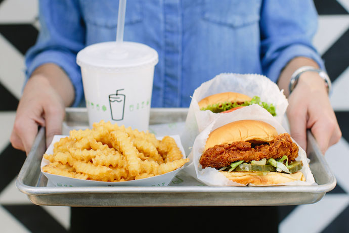 Tray with Shake Shack burgers and fries