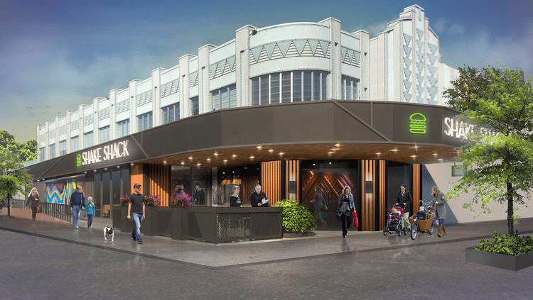Rendering of Shake Shack storefront at Easton