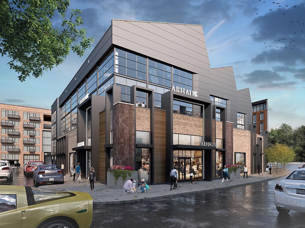 Rendering of Arhaus storefront at Easton expansion
